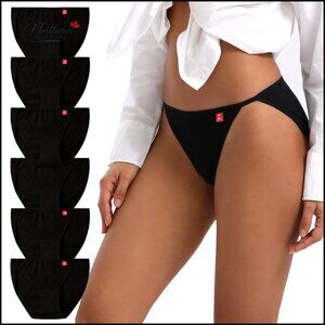 High Cut Bikini Underwear 6-Pack Stretchy Cotton Panties Sexy String